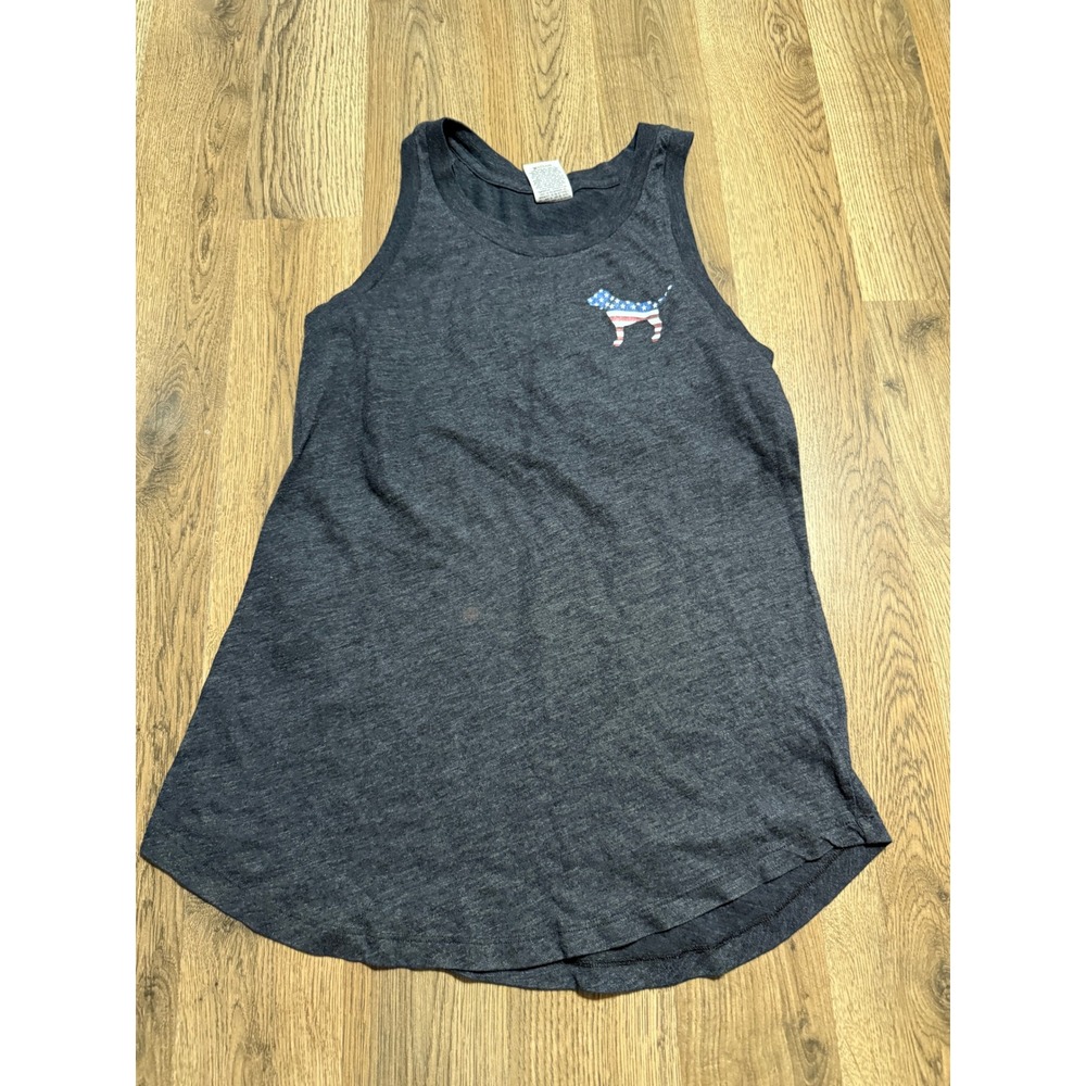 Pink Victoria's Secret Shirts Womens Size XS Charcoal Tank Top Sequin USA Dog